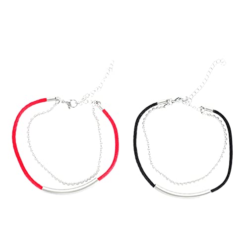 Healeved 2 Stück Damen Doppellagige Handgelenk Kette Kreative Titanstahl Armbänder Rot und Schwarz Elegantes Schmuckstück für Besondere Anlässe Bead Bracelet für Damen Robustes Design für Healeved 2 Stück Damen Doppellagige Handgelenk Kette Kreative Titanstahl Armbänder Rot und Schwarz Elegantes Schmuckstück für Besondere Anlässe Bead Bracelet für Damen Robustes Design für von Healeved