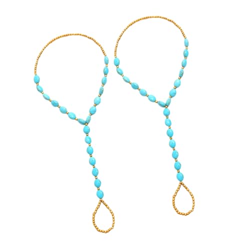 Healeved 2 Stück Damen Fußkettchen mit Perlen Zehenring Strand Schmuckstücke für Hochzeit Freizeit Verstellbar Vielseitig für Sommer Outfits von Healeved