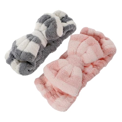 Healeved 2stücke Damen Stirnband Mit Schleife Aus Weichem Korallenvlies Praktisches Haarband Für Make-up Und Gesichtsreinigung von Healeved