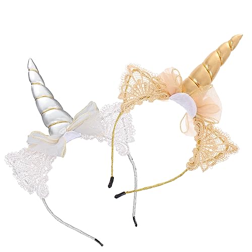 Healeved 2stücke Dekorative Einhorn Haarschmuck Adorable Haarreif Für Partys Cosplay Und Besondere Anlässe Hochwertigem Material Gold Und Silber Accessoire Für Mädchen Und Erwachsene von Healeved