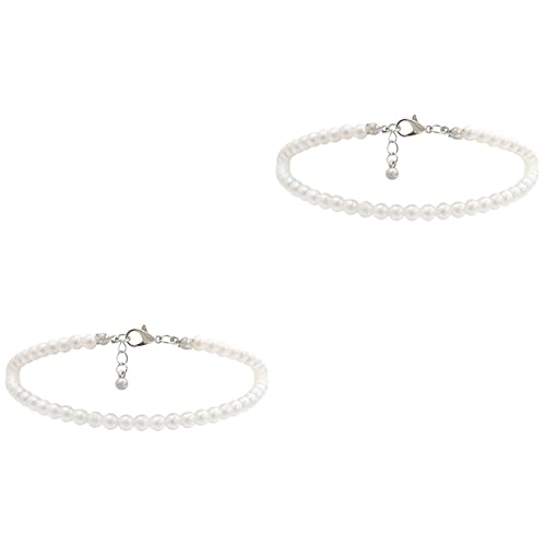 Healeved 2 Stück Fußkette Kunstperlen Handgefertigtes Fußschmuck für Damen Verstellbares Design für Jede Gelegenheit für Strand von Healeved