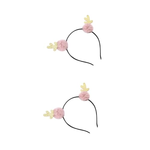 Healeved 2 Stück Geweih Stirnband mädchen stirnbänder Weihnachtshaarband Haarreif aus Rentiergeweih Weihnachten haarschmuck Stirnband für Erwachsene Weihnachtsbedarf Geweih Haarband Rosa von Healeved