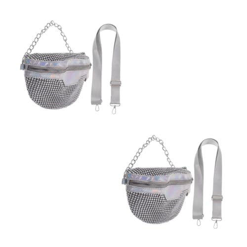 Healeved 2 Stück Glänzende Bauchtasche Damen Hüfttasche mit Vielseitigem Stauraum für Handy Schlüssel Kosmetik Outdoor Shopping Walking von Healeved