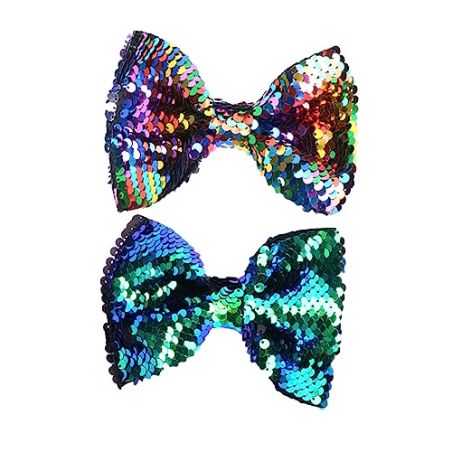 Healeved 2 Stück Glitzer Haarschleifen Haarklammern für Mädchen Wende Design Grün und Dekorative Haaraccessoires für Besondere Anlässe und von Healeved