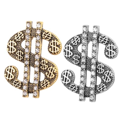 Healeved 2 Stück Glitzernde Dollarzeichen Anstecker für Männer Trendige Modeaccessoires für Anzüge Hemden Hüte und Partys von Healeved