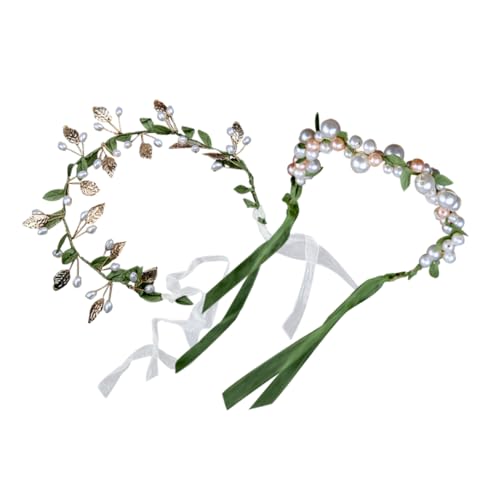 Healeved 2stücke Perlenkronen Stirnband Aus Kunstperlen Und Metall Für Damen Perlenkopfschmuck Perlenhaarschmuck Für Partys Geburtstage Halloween Cosplay von Healeved
