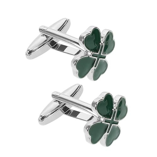 Healeved 2 Stück Grüne Irish Manschettenknöpfe mit Herz vierblattklee Design aus Komfortabler Legierung Vintage Stil Langlebige Herren Schmuck für St Patrick S Day Party Zubehör von Healeved
