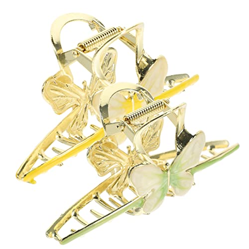 Healeved 2 Stück Haarnadel Goldene Schmetterlinge Haarspangen Schmetterling Für Haarspangen Große Haarspange Hochzeits Styling Klaue Glitzernde Dicke Haarspange Druckknopf Damen von Healeved