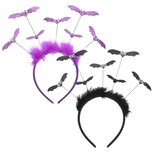 Healeved 2 Stück Halloween Fledermaus Haarreif mit Großäugigen Fledermaus Motiven Cosplay Stirnband in Schwarz und für Karneval Fasching und Halloween Kostüm Zubehör von Healeved