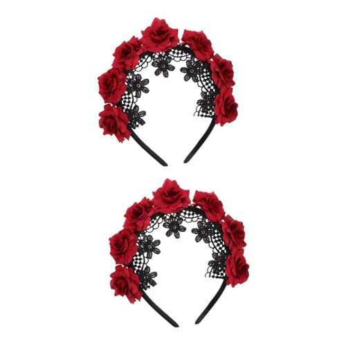Healeved 2 Stück Halloween Haarschmuck mit Schwarzer Spitze und Dunklen Rosen für Erwachsene für Kostümpartys und Cosplay und Langlebig von Healeved
