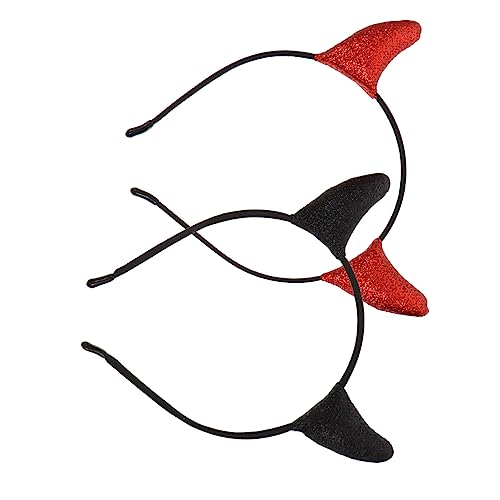 Healeved 2 Stück Halloween Teufelshörner Haarreifen für Damen Einzigartiges Kostümzubehör für Cosplay und Partys Rot und Schwarz Dekorative Kopfbedeckung für Unvergessliche Feiern von Healeved