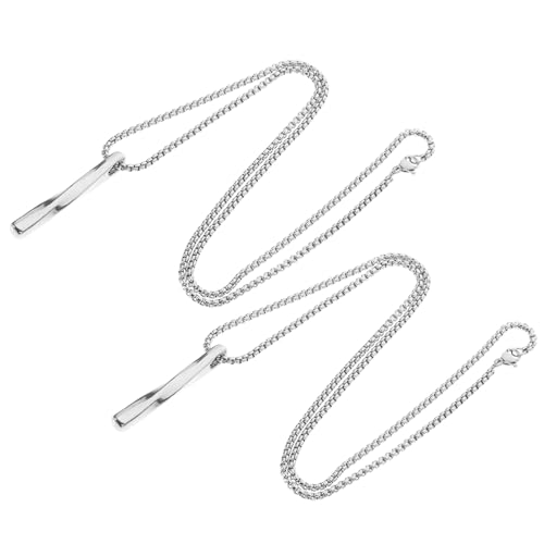 Healeved 2 Stück Herren Halsketten aus Titanstahl Silberne Punk Neck Jewelry mit Geometrischem Anhänger Robuste Hip hop Ketten für Männer Langlebige Neck Decoration von Healeved