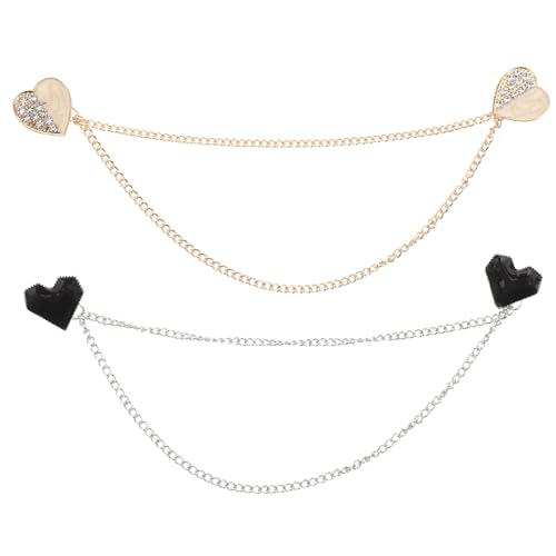 Healeved 2stücke Strassbrosche Mit Quaste Und Kette Herzform Aus Zinklegierung Reversnadel Für Damen Dekoratives Schmuckstück Für Mantel Pullover Schal Und Anzüge von Healeved