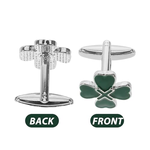 Healeved 2 Stück Irische Manschettenknöpfe Herren Herz Vierblättriges Kleeblatt Design Emaille Grün Langlebig für Business Hochzeit St Patrick S Day Party von Healeved
