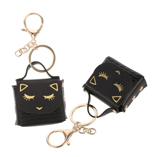 Healeved 2stücke Mini Geldbörsenanhänger Katze Schlüsselanhänger Taschenanhänger Cartoon Motiv Münzgeldbörse Mädchen Anhänger Beutel Brieftasche Reisen Shopping von Healeved
