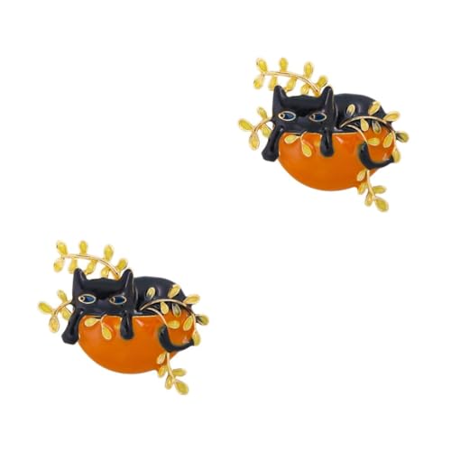 Healeved 2 Stück Katzenförmige Brosche Emaille Niedliche Anstecknadel für Kleidung Rucksäcke Accessoires Elegantes Design Langlebig für Modebewusste von Healeved