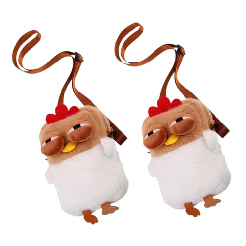 Healeved 2 Stück Kawaii Plüsch Huhn Umhängetasche Leichte Weiche Polyester Crossbody Bag mit Charmantem Küken Design Kompakter Geräumiger Damen Outdoor Begleiter für Alltag und Freizeit von Healeved