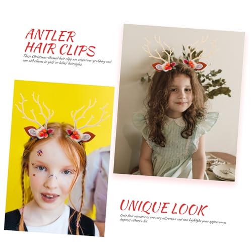 Healeved 2 Stück Kleine Niedliche Haarspangen Weihnachten Geweih Haarclips Leicht Sicher für Dünnes Haar Mädchen Haarschmuck Festliche Haarnadeln Modisch Langlebig von Healeved