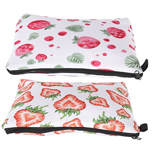 Healeved 2 Stück Kosmetiktasche Mit Erdbeer-Print Klein Toilettenartikel Machen Produkte Reisen Kulturbeutel Frauen Kompakt Led Erdbeere Aufbewahrungstasche Rot Polyester von Healeved