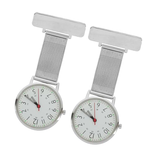 Healeved 2 Stück Krankenschwester Uhr Clip Pocket Watch Fob Uhr mit Nadel Praktische Hängende für Fachkräfte Silberfarbe von Healeved