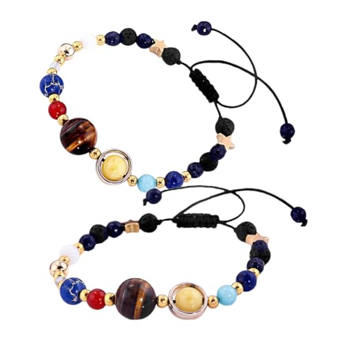 Healeved 2 Stück Lineal Star Armband Schmuck Astrologisches Armband Perlenarmbänder Armbänder Aus Natursteinperlen Sternarmband Armbänder Mit Weltraummotiven Solarschmuck Polyester Schwarz von Healeved