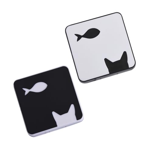 Healeved 2stücke Linsenbehälter Im Fischmuster Für Frauen Kompakte Aufbewahrung Mit Spiegel Für Reisen Und Outdoor-aktivitäten Schwarz Weiß von Healeved