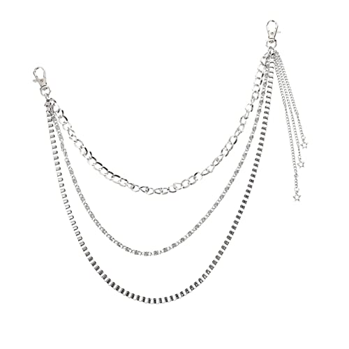 Healeved 2 Stück Männer Jeans Kette Silberne Hüfthose Kette für Punk Hip Hop Gürtel Zubehör Anbringen von Handtaschen Schlüsselringen für Disco Tanzveranstaltungen Healeved 2 Stück Männer Jeans Kette Silberne Hüfthose Kette für Punk Hip Hop Gürtel Zubehör Anbringen von Handtaschen Schlüsselringen für Disco Tanzveranstaltungen von Healeved