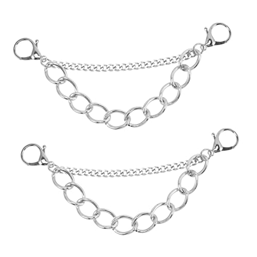 Healeved 2 Stück Metallic Schuhkette Punk Style Schuhschmuck Teiliges Robuste Metallkette für Sandalen mit Löchern DIY Schuhdekoration für Party Alltag und Festival Modisches Accessoire von Healeved