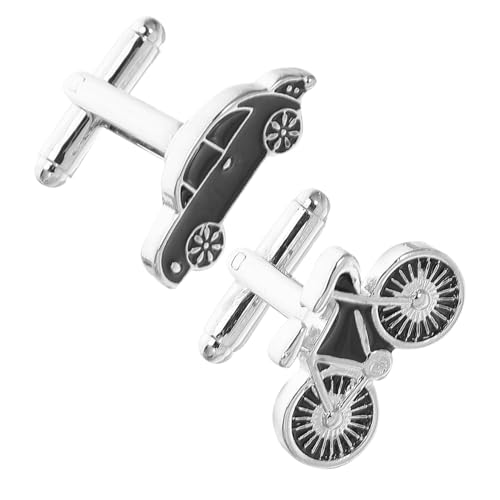 Healeved 2 Stück Modische Manschettenknöpfe für Herren mit Fahrrad Auto design Langlebige Anzug accessoires Vielseitig für Business Hochzeit und Formelle Anlässe von Healeved