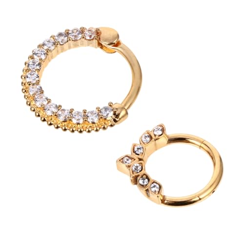 Healeved 2 Stück Nasenringe aus Edelstahl mit Zirkonia Modische Nasenstecker Piercing Schmuck in Goldfarben Hautfreundlich Langlebig für Damen und Herren Stilvolle Nasenaccessoires von Healeved