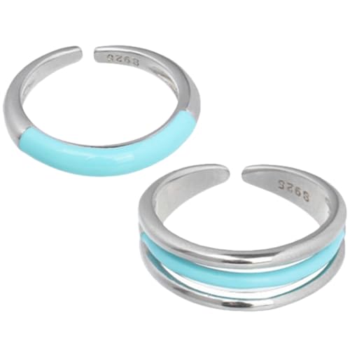 Healeved 2 Stück Offene Ringe für Damen Silber Verstellbar Minimalistisch Elegantes Design Geschenk für Mutter Freundin Valentinstag von Healeved