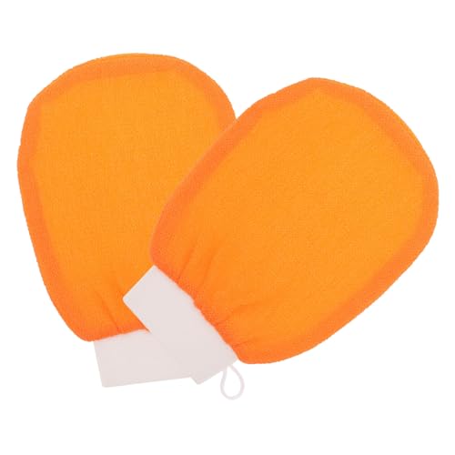 Healeved 2 Stück Orangefarbene Peeling-badehandschuhe Einlagige Duschbürste Körperwäscher Für Männer Und Frauen Badehandschuh Für Zu Hause von Healeved