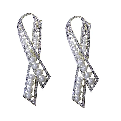 Healeved 2 Stück Perlen Haarklammern mit Schmetterlingsknoten Dekorative Haarnadeln für Mädchen Rutschfeste Haarschmuck Accessoires für Alltag Party und Besondere Anlässe von Healeved