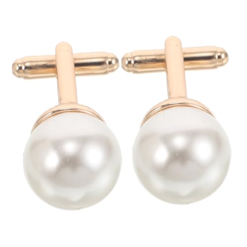 Healeved 2 Stück Perlen Manschettenknöpfe Herren aus Zinklegierung Elegant Business Hemd Schmuck Hochzeit Anzug French Cuff Shirt Fasteners Tuxedo Studs von Healeved