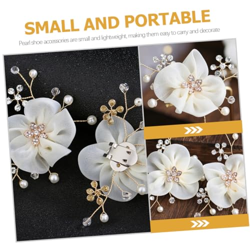 Healeved 2 Stück Perlen blumen Schuhclips Hochzeitsschmuck mit Strasssteinen Eleganter Brautschmuck für Schuhe Vielseitig an Front Seite oder Rückseite Tragbar für Hochzeitsfeiern und von Healeved