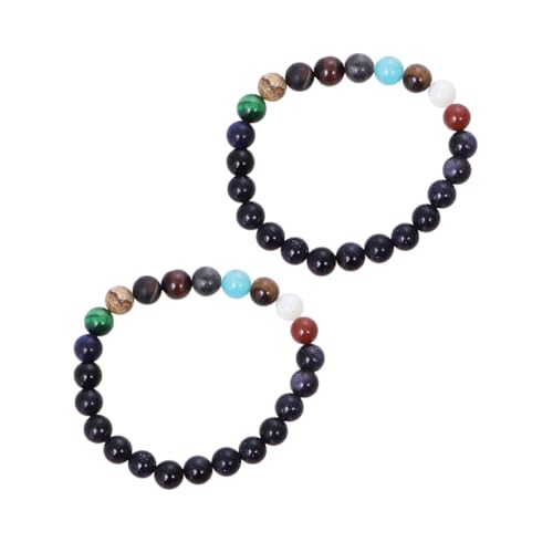 Healeved 2 Stück Planetarisches Armband für Frauen Charm Bracelet mit Natursteinperlen im Design Solar System Galaxy Teilig für zu Geburtstagen Weihnachten und Hochzeiten von Healeved
