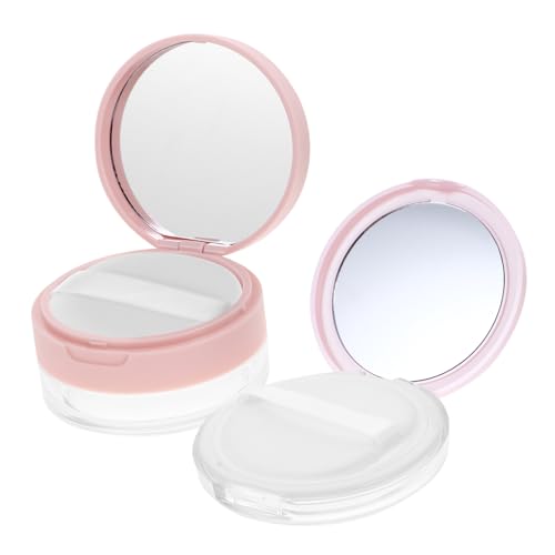 Healeved 2stücke Kosmetikkoffer Mit Spiegel Leere Kissen Kompakte Fall Kleine Make-up Behälter Puderbehälter Aus Kunststoff Für Losen Puder Und Körperpuder Praktisch Und Tragbar von Healeved