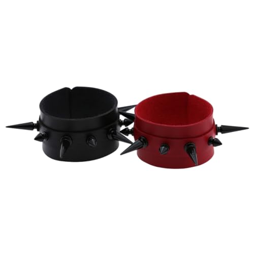 Healeved Punk Lederarmband 2 Stücke Verstellbares Nietenarmband für Männer Frauen Cooles Spiked Armband für Besondere Anlässe von Healeved