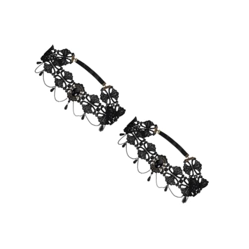 Healeved 2 Stück Queen Stirnband mit Elastischer Perlen Spitze Halloween Kopfschmuck für Kostüm und Cosplay Party Verstellbares Leichtes Accessoire für Damen und Maskerade von Healeved