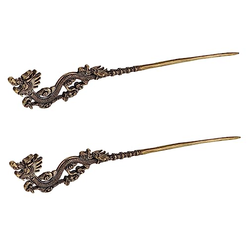 Healeved 2 Stück Retro-haarnadel Mit Drachenmuster Schlichtes Schickes Design Für Frauen Teenadel Baggerwerkzeug Einzigartiges Haar-accessoire von Healeved