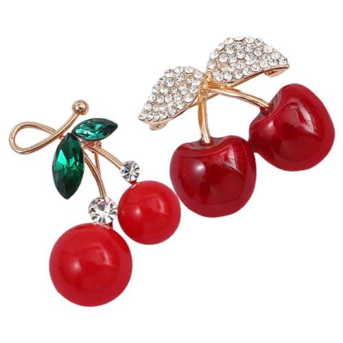 Healeved 2 Stück Rote Blütenbrosche aus Legiertem mit Strasssteinen Süße Anstecknadeln für Damen Dekorative Pins für Kleidung Taschen Schals Kawaii Accessoire für Geburtstag Party von Healeved