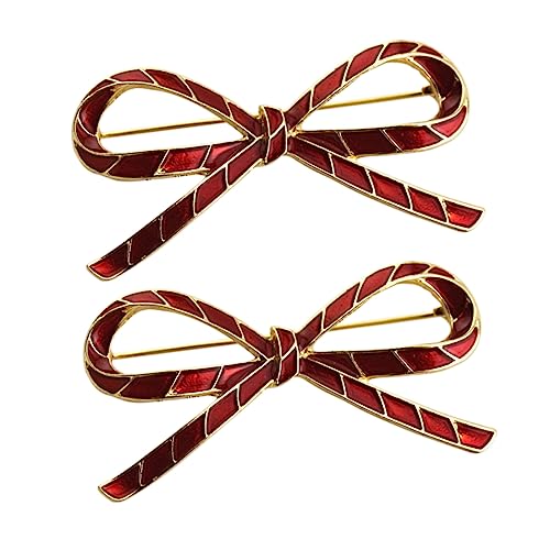 Healeved 2 Stück Rote Brosche aus Zinklegierung Eleganter Bowknot Anstecker für Damenkleidung Schmuckdeko für Kleider Schals Pullover Vielseitig Einsetzbar Langlebig und Stilvoll von Healeved