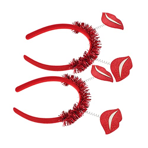 Healeved 2 Stück Rotes Lippen Haarband für Valentinstag Hochzeit Party Romantischer Haarschmuck für Erwachsene Dekoratives Stirnband mit Klassischem Liebesmotiv für Festlichkeiten und von Healeved