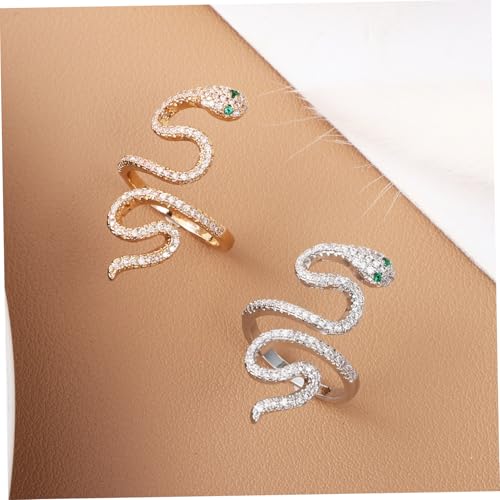 Healeved 2 Stück Schlangenring Gold und Silber Metallring Verstellbar Langlebig Modisch für Damen und Herren Halloween Gothic Schmuck Geschenk von Healeved