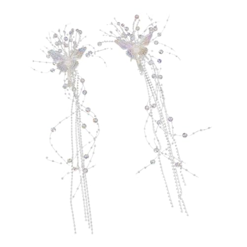 Healeved 2stücke Schmetterlings-haarspange Mit Strass Quaste Stilvolle Braut-tiara Zarte Kopfbedeckungen Für Damenkopfschmuck Schicke Haarnadel Für Hochzeit Und Party von Healeved