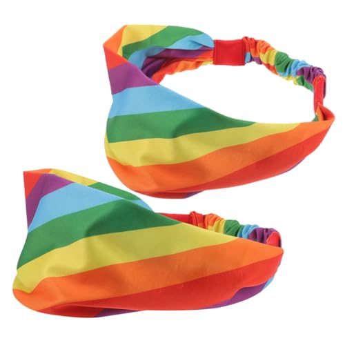 Healeved 2stücke Stirnband Elastisches Schweißableitendes Stirnband Breites Regenbogendesign Für Laufen Radfahren Yoga Fitness Workout von Healeved