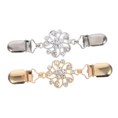 Healeved 2 Stück Strass Cardigan Clips mit Kristallbesatz Modische Brosche für Pullover Schals und Blusen Sicherer Halt Vielseitig Kombinierbar Eleganter Schmuck für Damen bei Formellen von Healeved