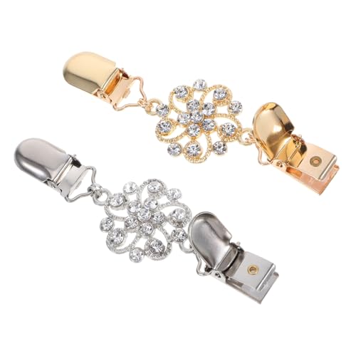 Healeved 2 Stück Strass Schalclip Cardigan Kragenclips Festigen von Pullovern und Schals Funkelnde Broschen für Damen Sichere für Büro Alltag und Festliche Anlässe von Healeved