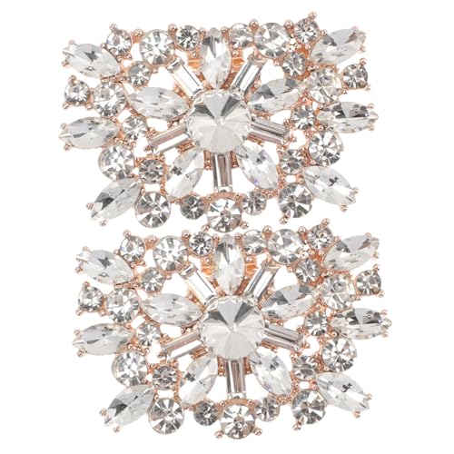 Healeved 2 Stück Strass Schuhclips für Pumps Goldfarbene Schuhdekorationen Vielseitige Brautschmuck DIY Accessoires für Hochzeit Party Abendveranstaltungen von Healeved