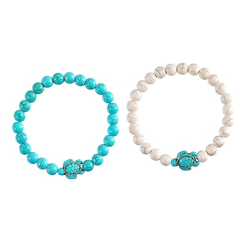 Healeved 2stücke Perlenarmbänder Für Frauen Türkis Perlen Armband Stretch Schildkröte Perle Handgelenk Kette Schmuck Geschenk von Healeved